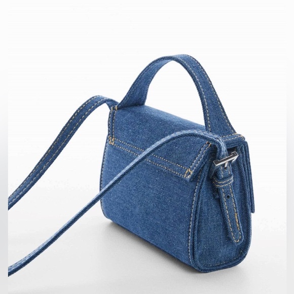 MANGO ~Denim Rhinestone Buckle Bag (NWT) - Picture 2 of 15